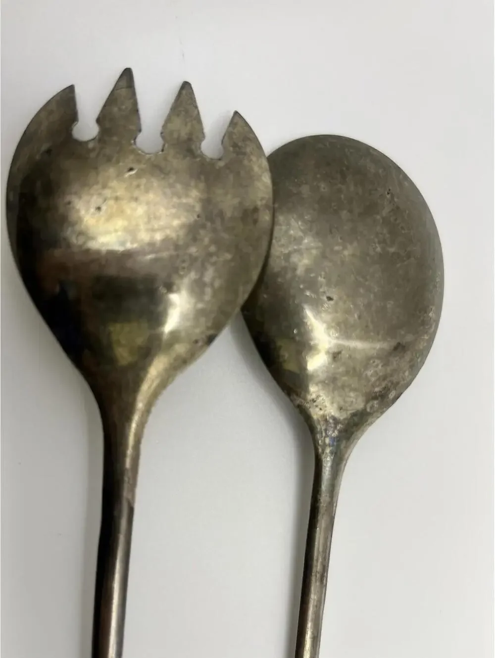 Vintage Italian Silverplated Serving Utensil Set Fork & Spoon 9